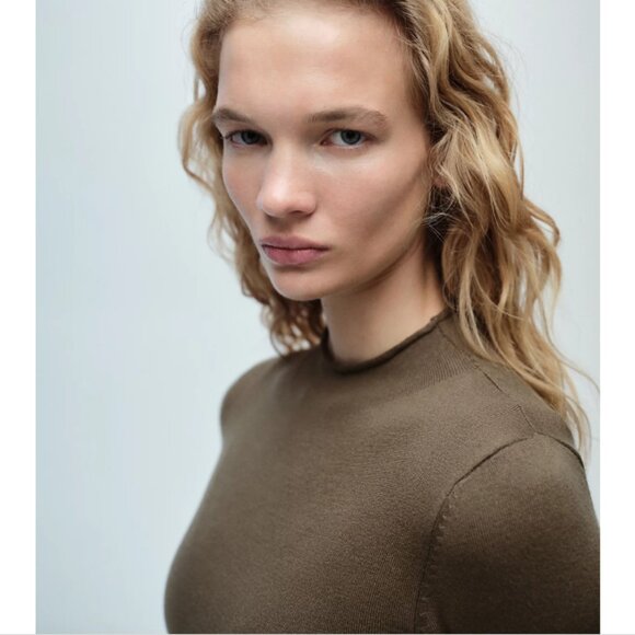 Mango Mock Neck Side Slit Knit Midi Sweater Dress 16 - Picture 5 of 13